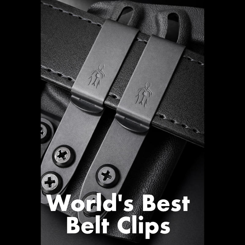 Closeup of holster's belt clips